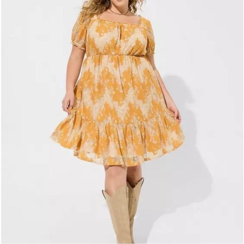 Torrid Mini Two Tone Lace Tiered Babydoll Dress Size 1